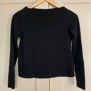 MANGO Boatneck 3/4 Sleeves Black Top Size S